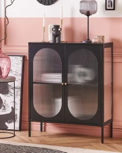 Credenza espositiva in vetro SARRE Metallo 90 cm Nero