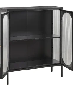 Credenza espositiva in vetro SARRE Metallo 90 cm Nero