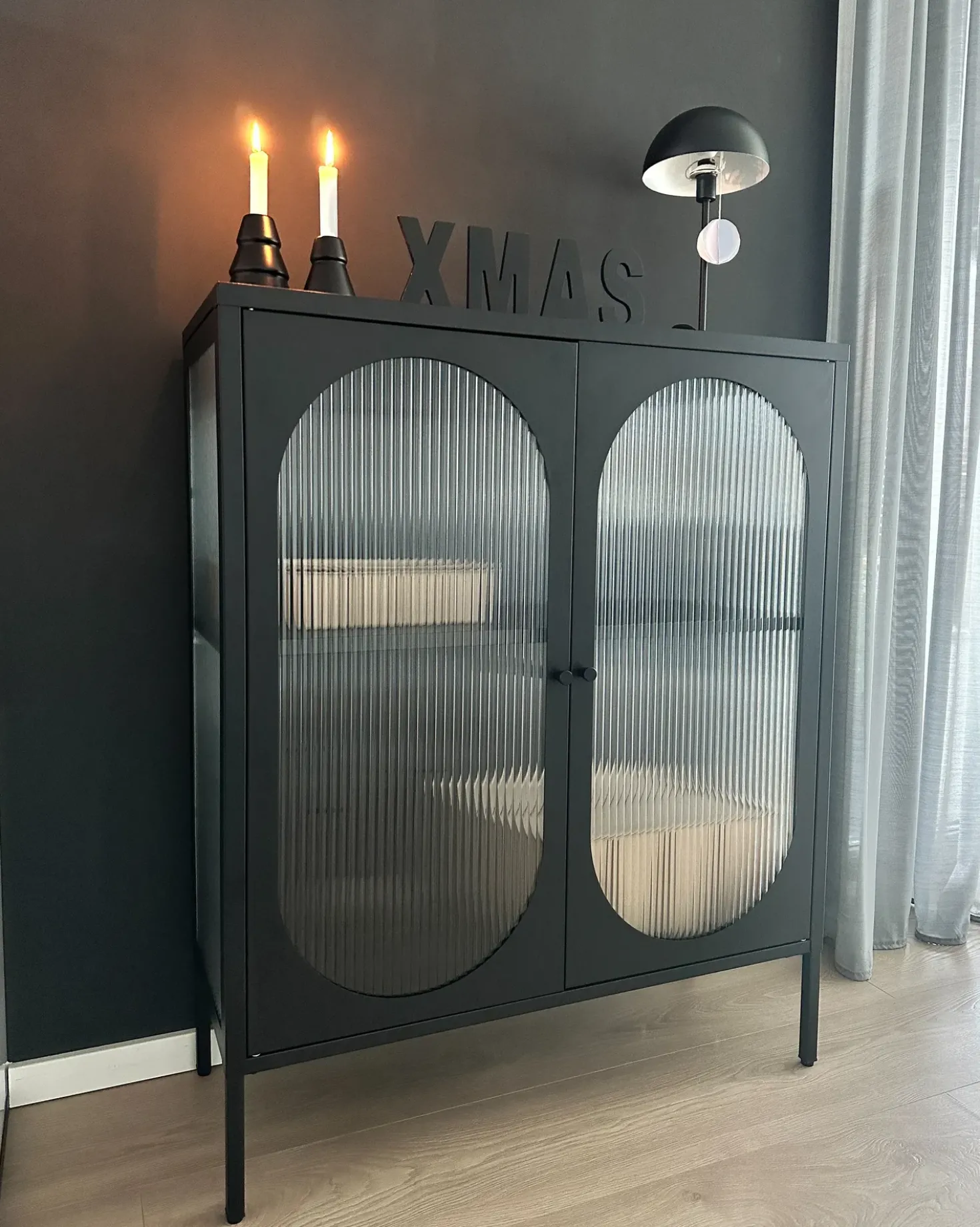 Credenza espositiva in vetro SARRE Metallo 90 cm Nero