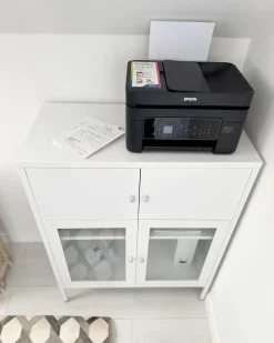 Credenza espositiva in vetro ESHOLT Metallo 80 cm Bianco
