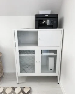 Credenza espositiva in vetro ESHOLT Metallo 80 cm Bianco