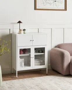 Credenza espositiva in vetro ESHOLT Metallo 80 cm Bianco