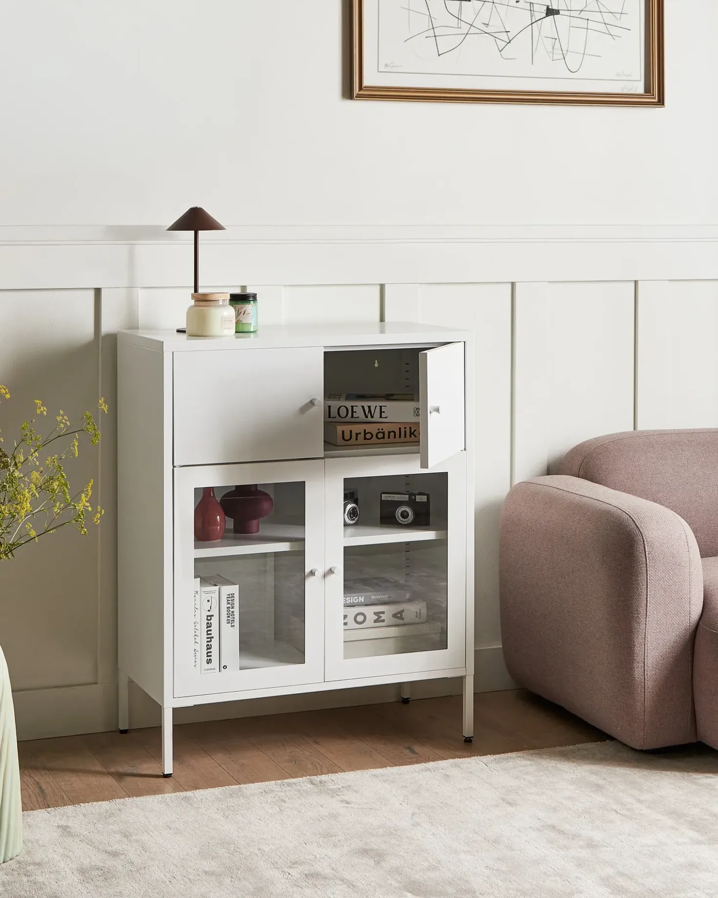 Credenza espositiva in vetro ESHOLT Metallo 80 cm Bianco