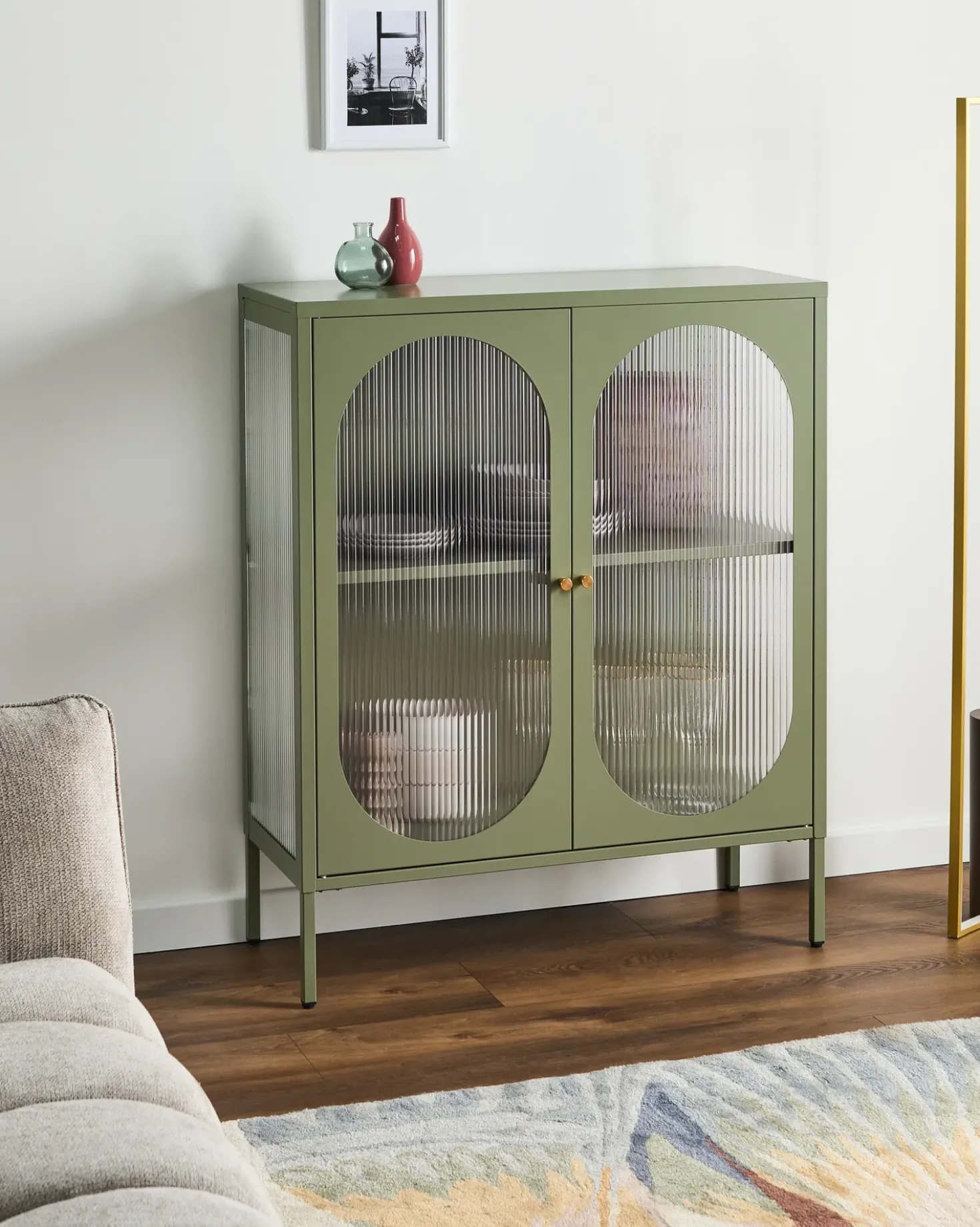 Credenza espositiva in vetro SARRE Metallo 90 cm Verde