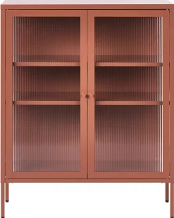 Credenza espositiva in vetro LERRYN Metallo 90 cm Marrone dorato