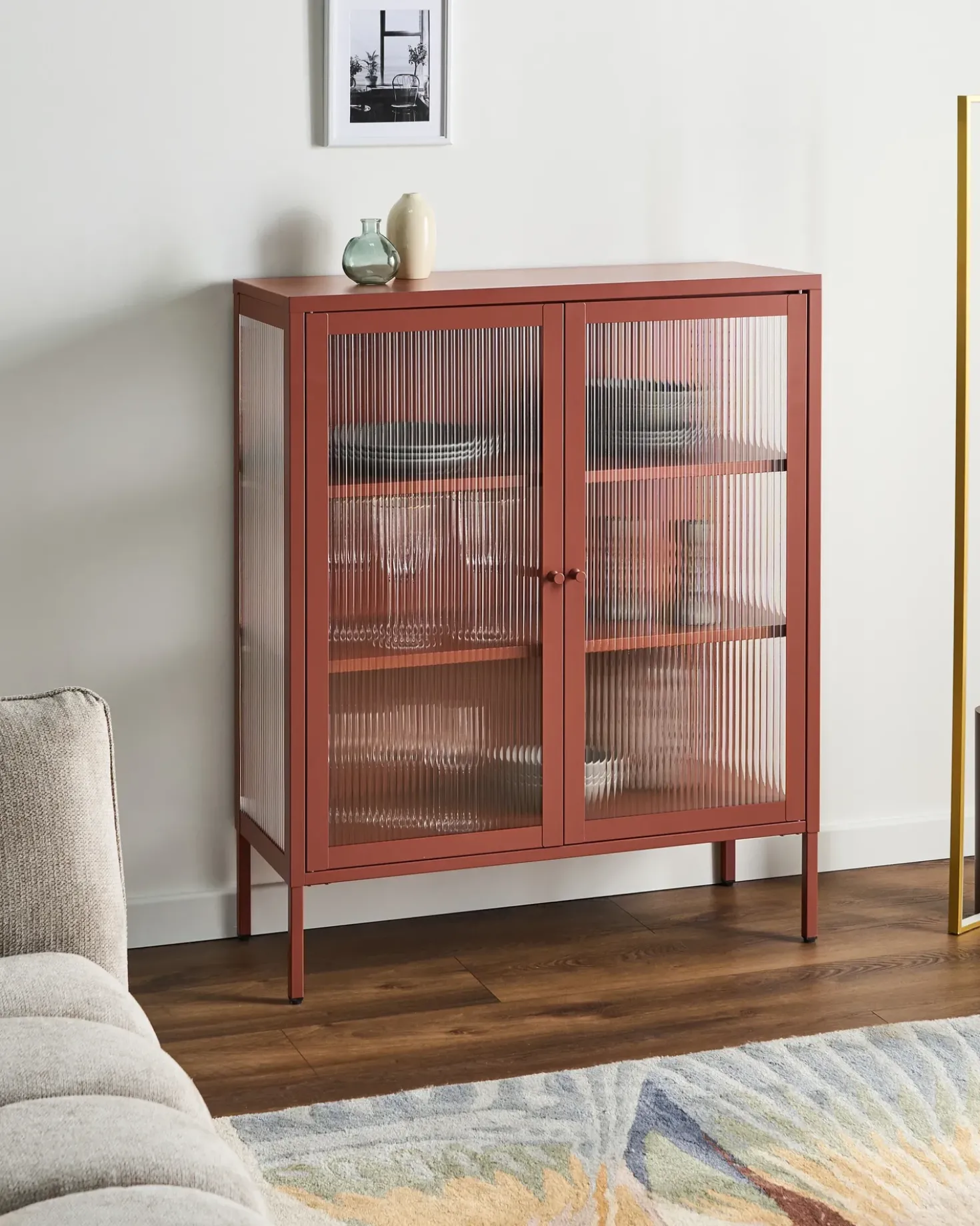 Credenza espositiva in vetro LERRYN Metallo 90 cm Marrone dorato