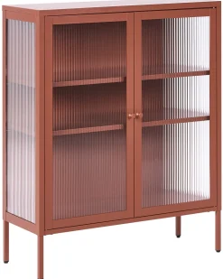 Credenza espositiva in vetro LERRYN Metallo 90 cm Marrone dorato