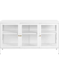 Credenza espositiva in vetro LED NEWPORT Metallo 115 cm Bianco