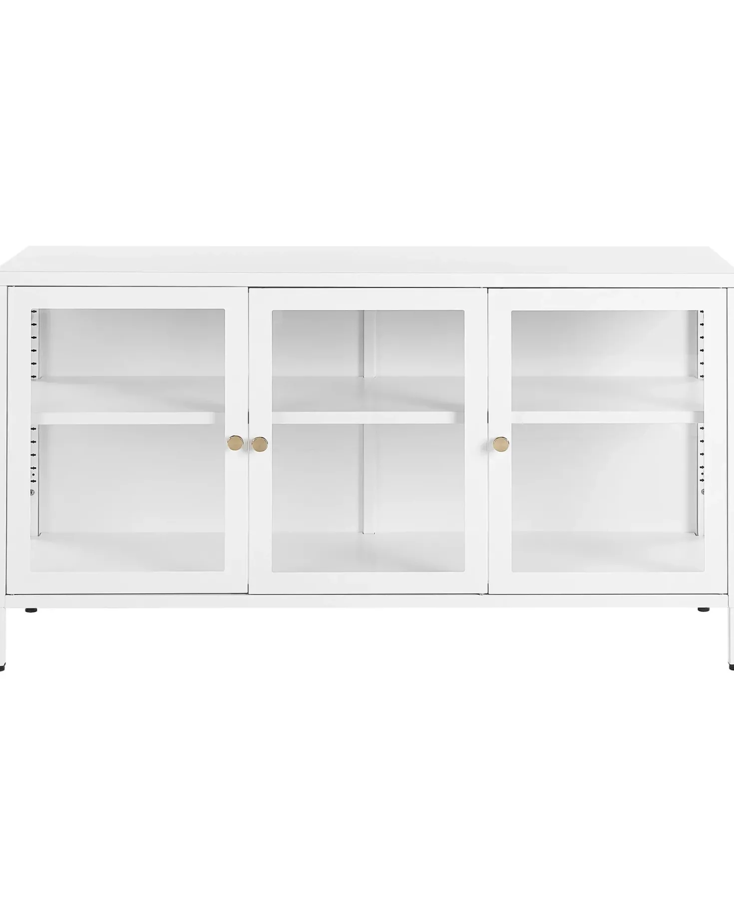 Credenza espositiva in vetro LED NEWPORT Metallo 115 cm Bianco
