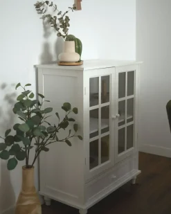 Credenza espositiva in vetro CARLET 71 cm Bianco