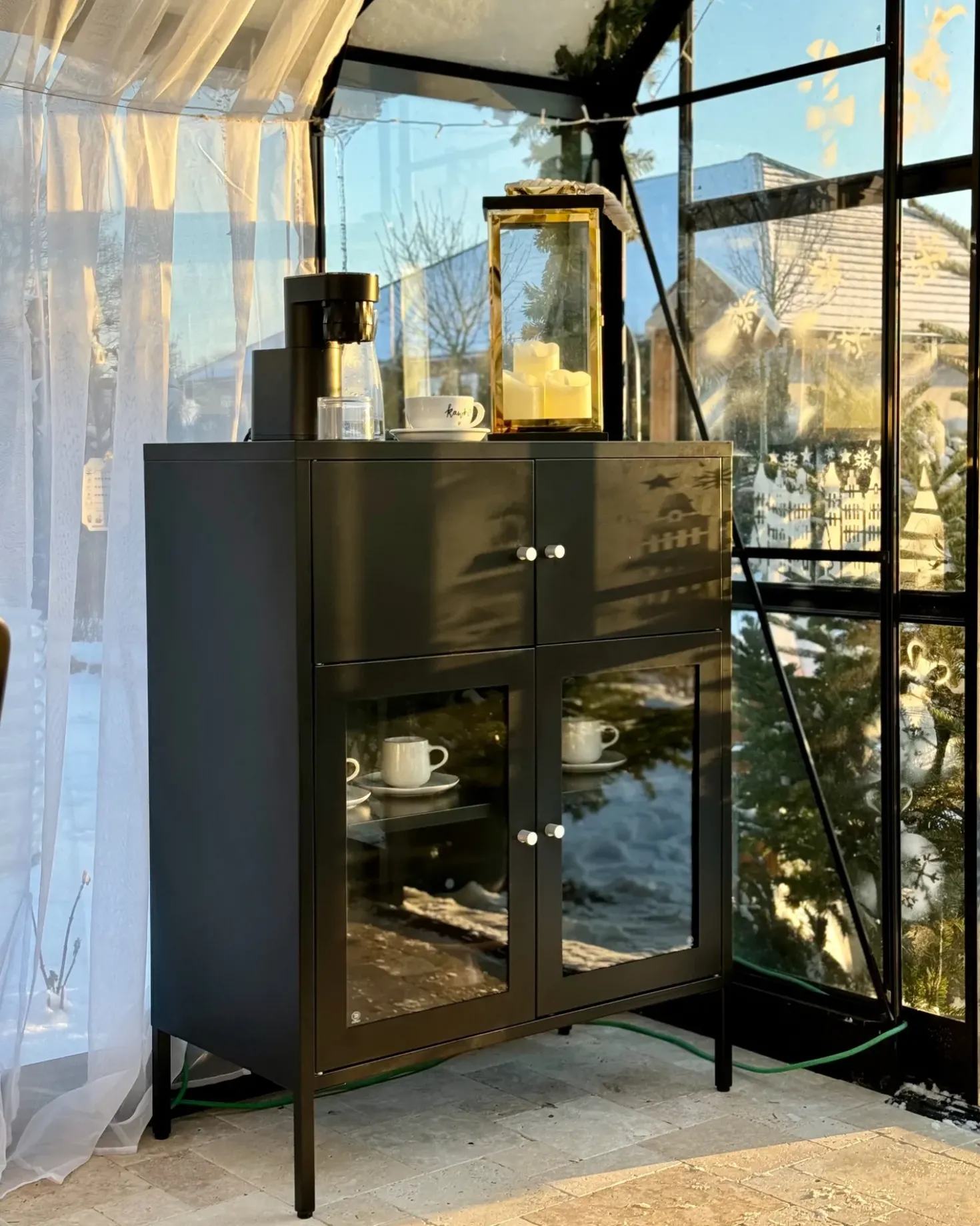Credenza espositiva in vetro ESHOLT Metallo 80 cm Nero