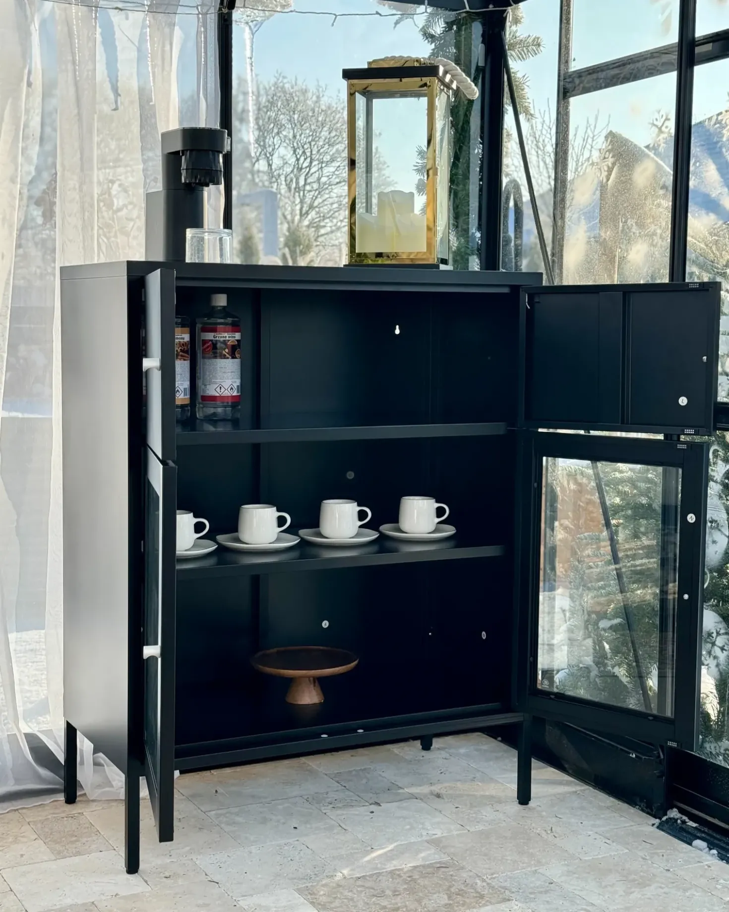 Credenza espositiva in vetro ESHOLT Metallo 80 cm Nero