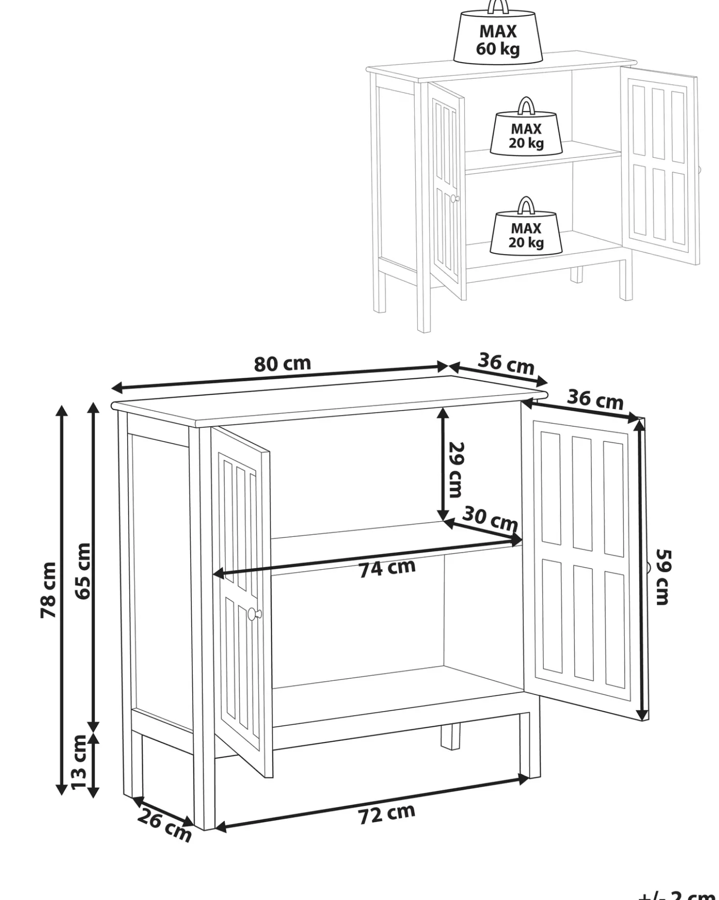 Credenza espositiva in vetro MIRAM 80 cm Bianco