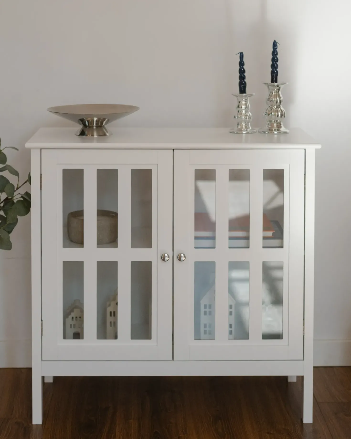 Credenza espositiva in vetro MIRAM 80 cm Bianco