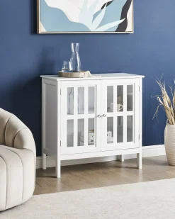 Credenza espositiva in vetro MIRAM 80 cm Bianco