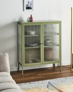 Credenza espositiva in vetro LERRYN Metallo 90 cm Verde