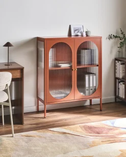 Credenza espositiva in vetro SARRE Metallo 90 cm Marrone dorato