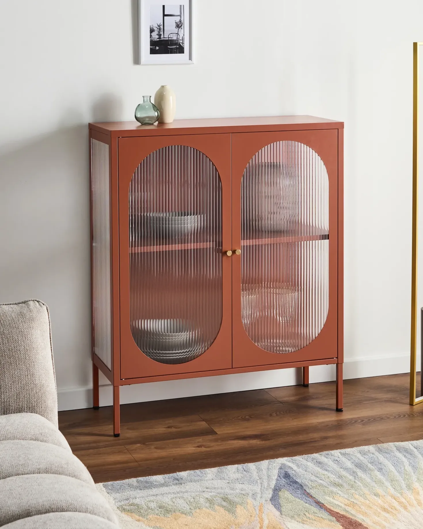 Credenza espositiva in vetro SARRE Metallo 90 cm Marrone dorato
