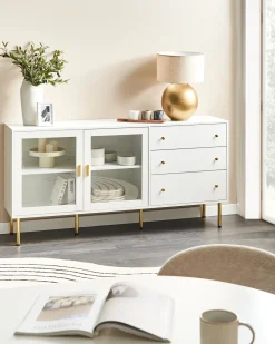 Credenza espositiva in vetro MILORA 160 cm Bianco