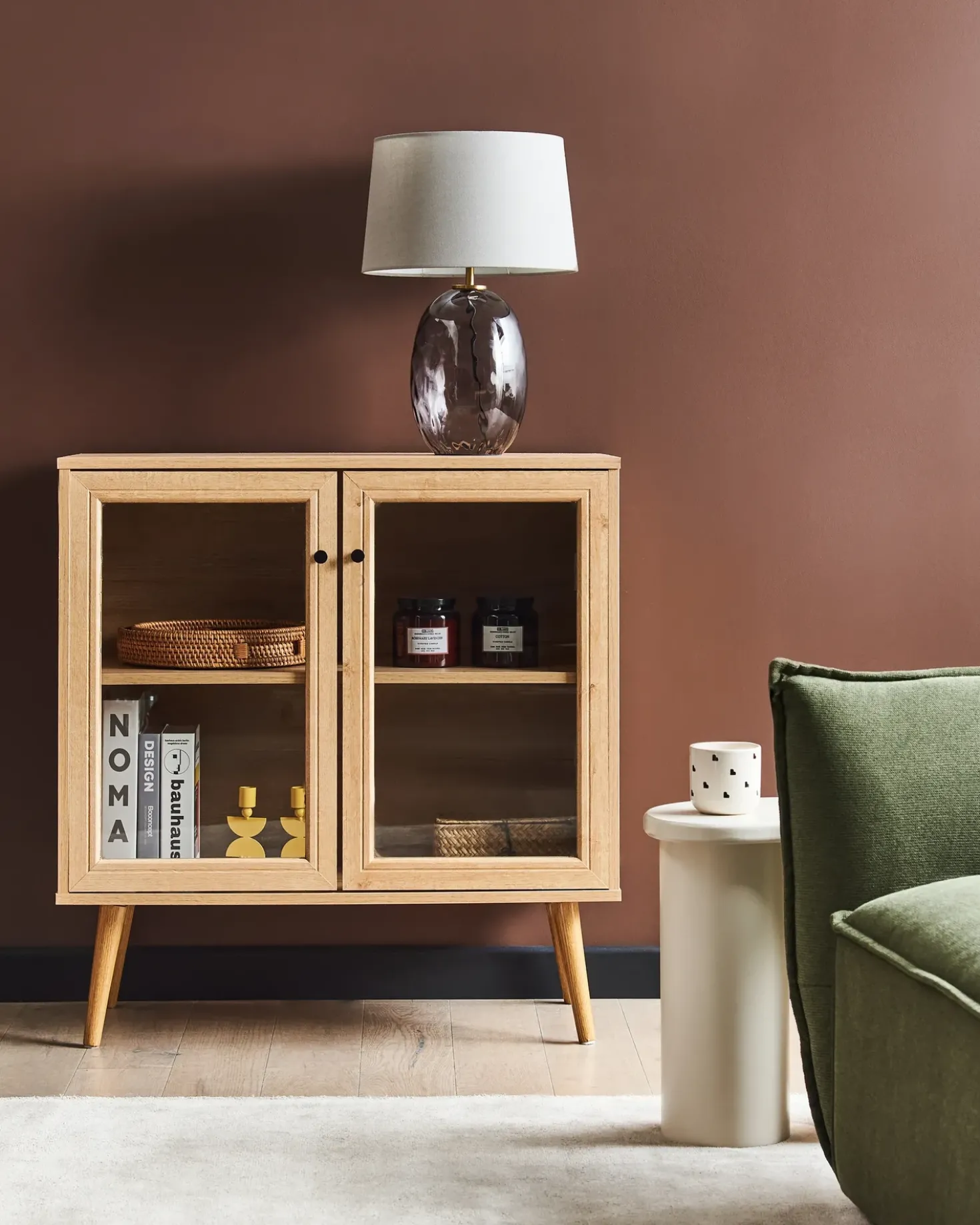 Credenza espositiva in vetro ALBANY 80 cm Marrone chiaro