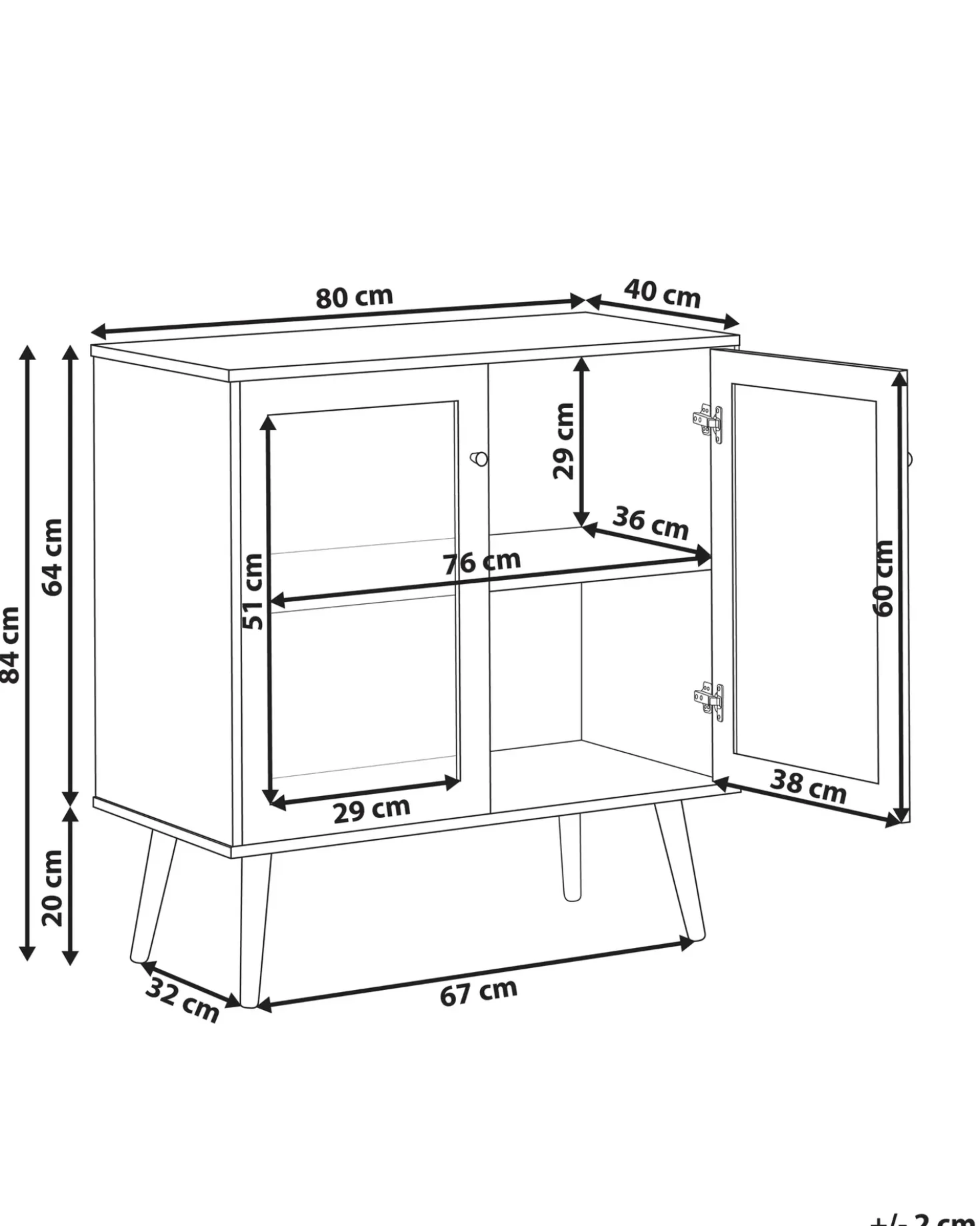 Credenza espositiva in vetro ALBANY 80 cm Marrone chiaro