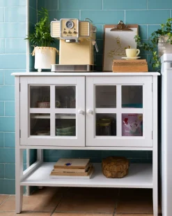 Credenza espositiva in vetro con ripiano INLET 80 cm Bianco