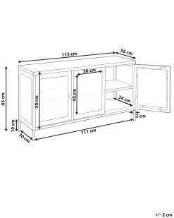 Credenza in vetro con illuminazione a LED NEWPORT Metallo 115 cm Nero