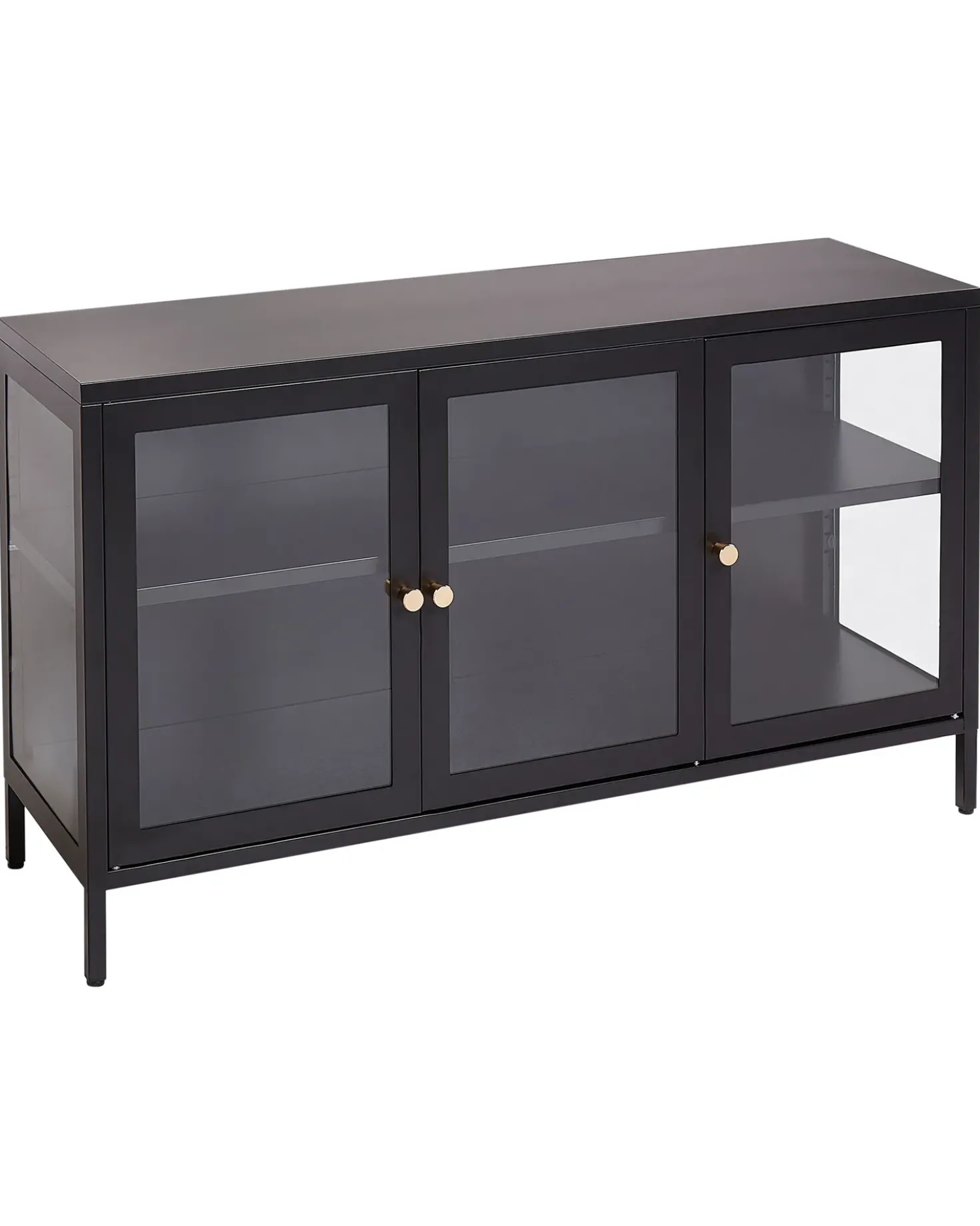 Credenza in vetro con illuminazione a LED NEWPORT Metallo 115 cm Nero