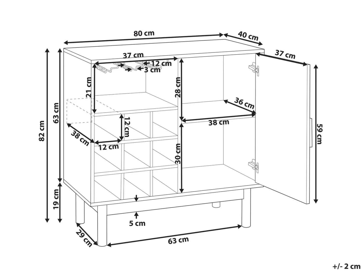 Credenza portavini COSTELLO Marrone chiaro