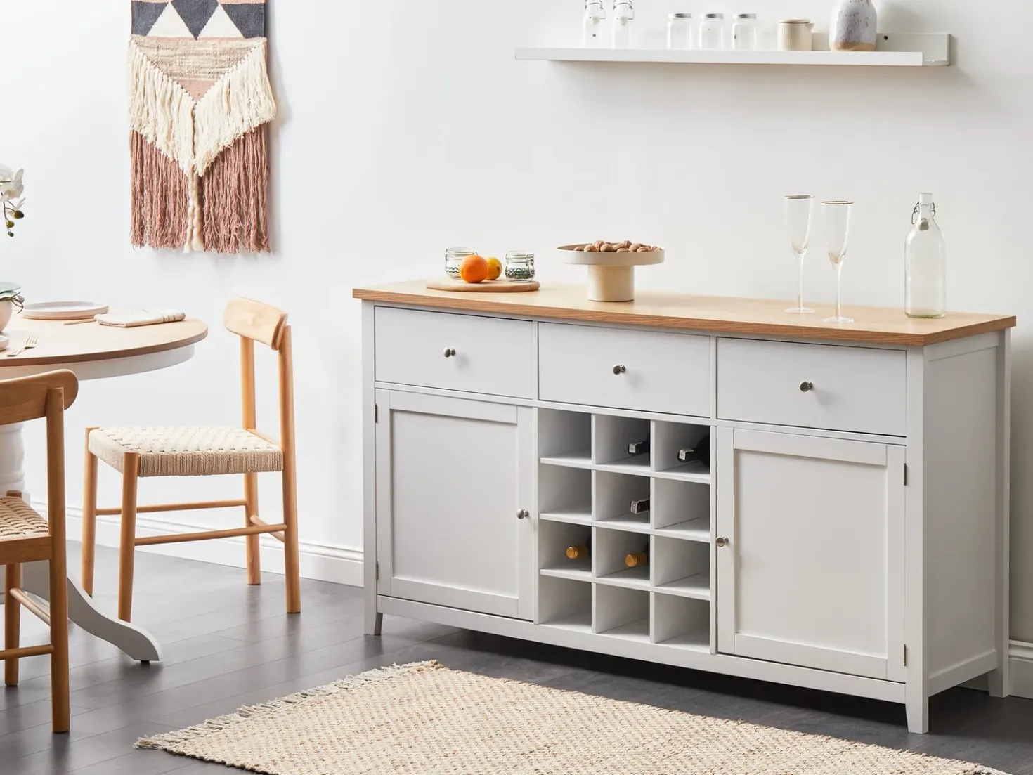 Credenza portavini LUCASTON Bianco