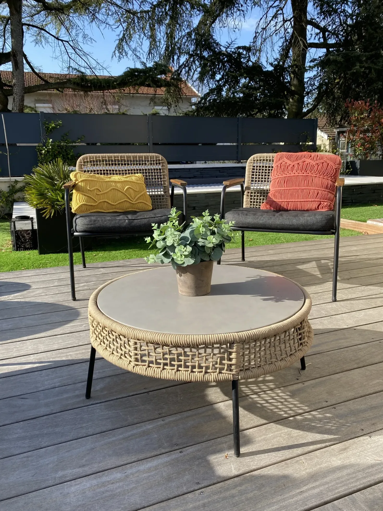 Cuscino decorativo AKKOY Cotone 45 x 45 cm Arancione Trama geometrica
