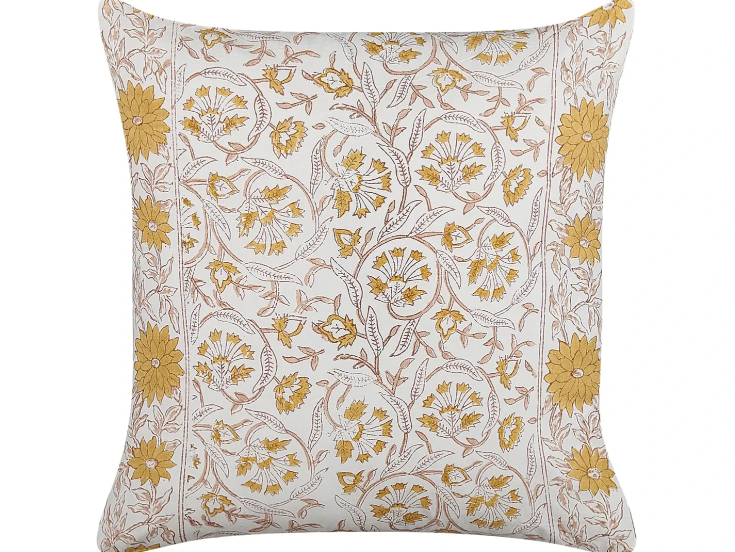 Cuscino decorativo AMARA Cotone 45 x 45 cm Giallo Trama floreale