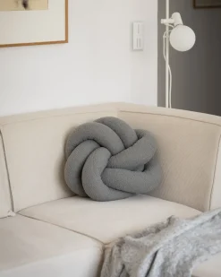 Cuscino decorativo ANGELONIA Bouclé 45 x 45 cm Grigio Tinta unita