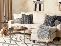 Cuscino decorativo BENZOIN Cotone 45 x 45 cm Nero Trama geometrica