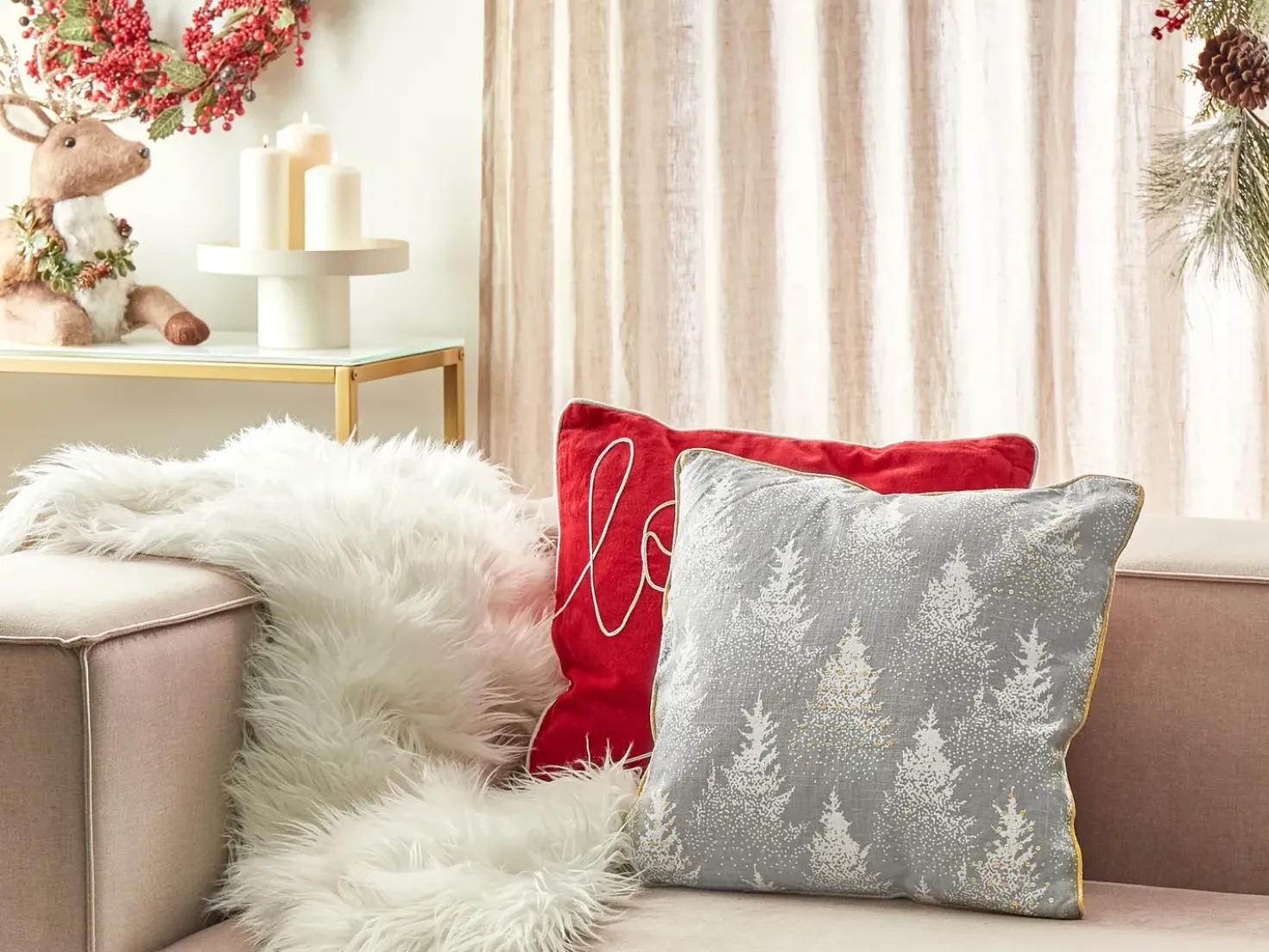 Cuscino decorativo BILLBERGIA Cotone 45 x 45 cm Grigio Modello natalizio