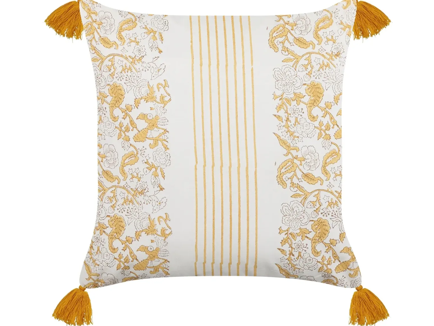 Cuscino decorativo BILOBA Cotone 45 x 45 cm Giallo Trama floreale