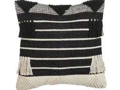 Cuscino decorativo CHITTOOR Cotone 50 x 50 cm Nero Trama geometrica