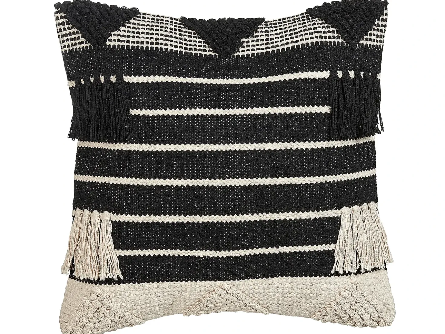 Cuscino decorativo CHITTOOR Cotone 50 x 50 cm Nero Trama geometrica