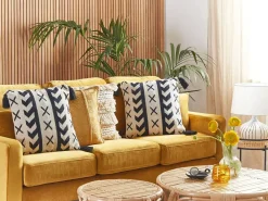 Cuscino decorativo DEADNETTLE Cotone 45 x 45 cm Beige Trama geometrica
