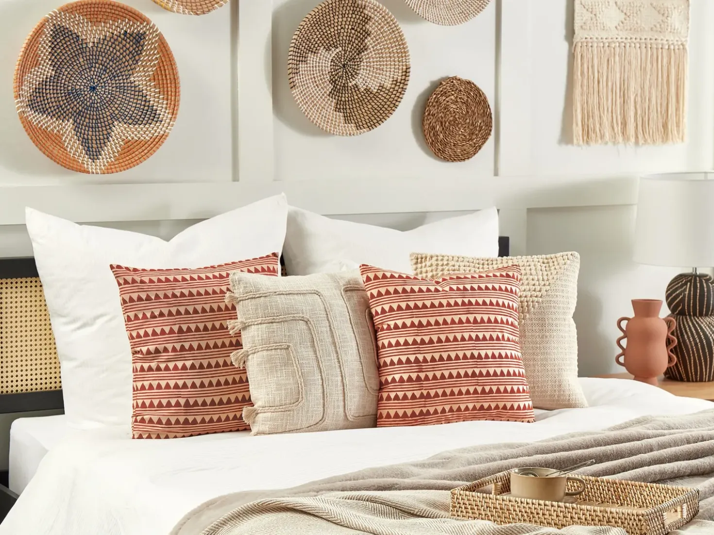 Cuscino decorativo DEGLUPTA Cotone 45 x 45 cm Rosso Trama Chevron