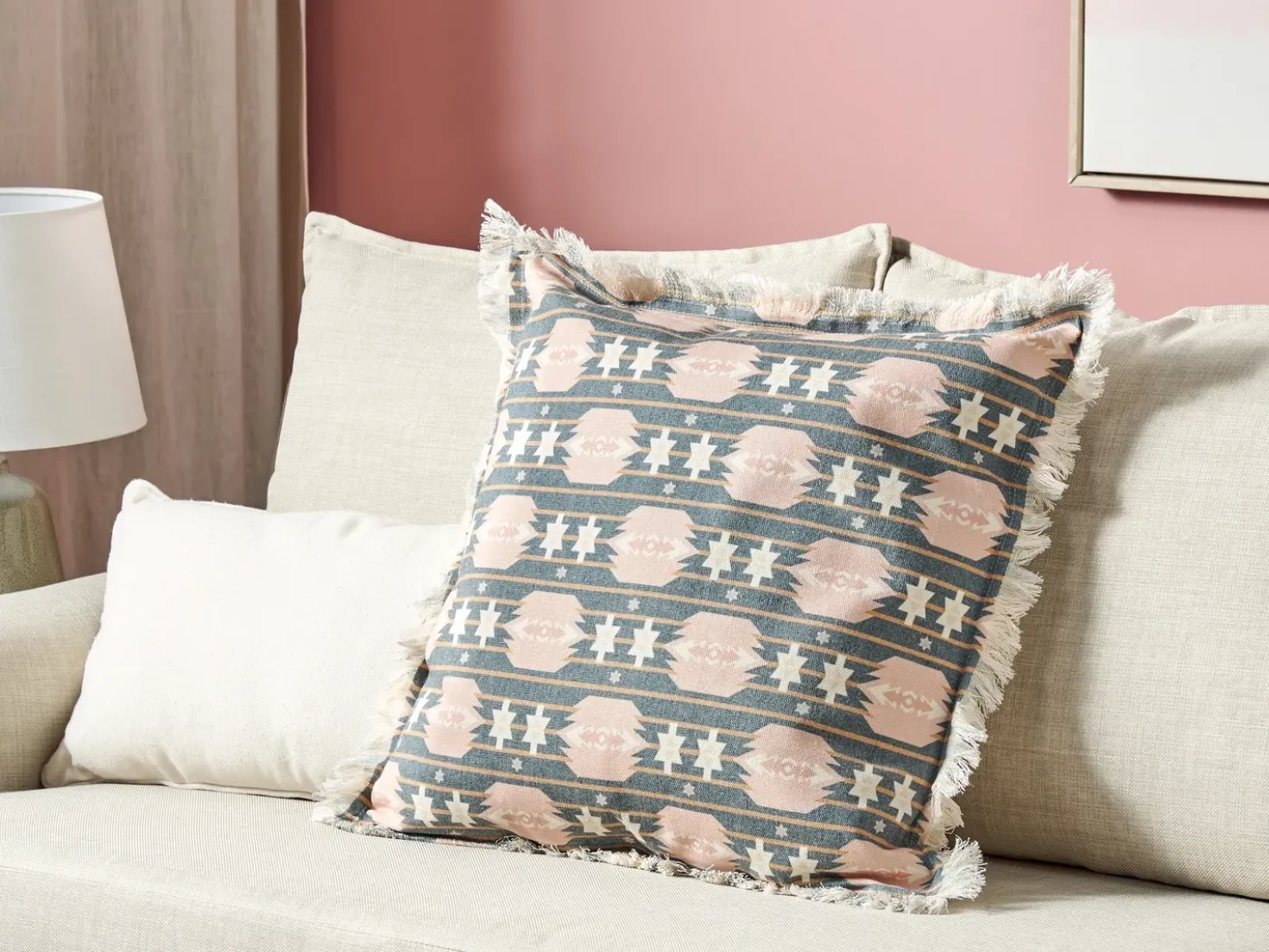 Cuscino decorativo DIANTHUS 60 x 60 cm Multicolore Trama geometrica