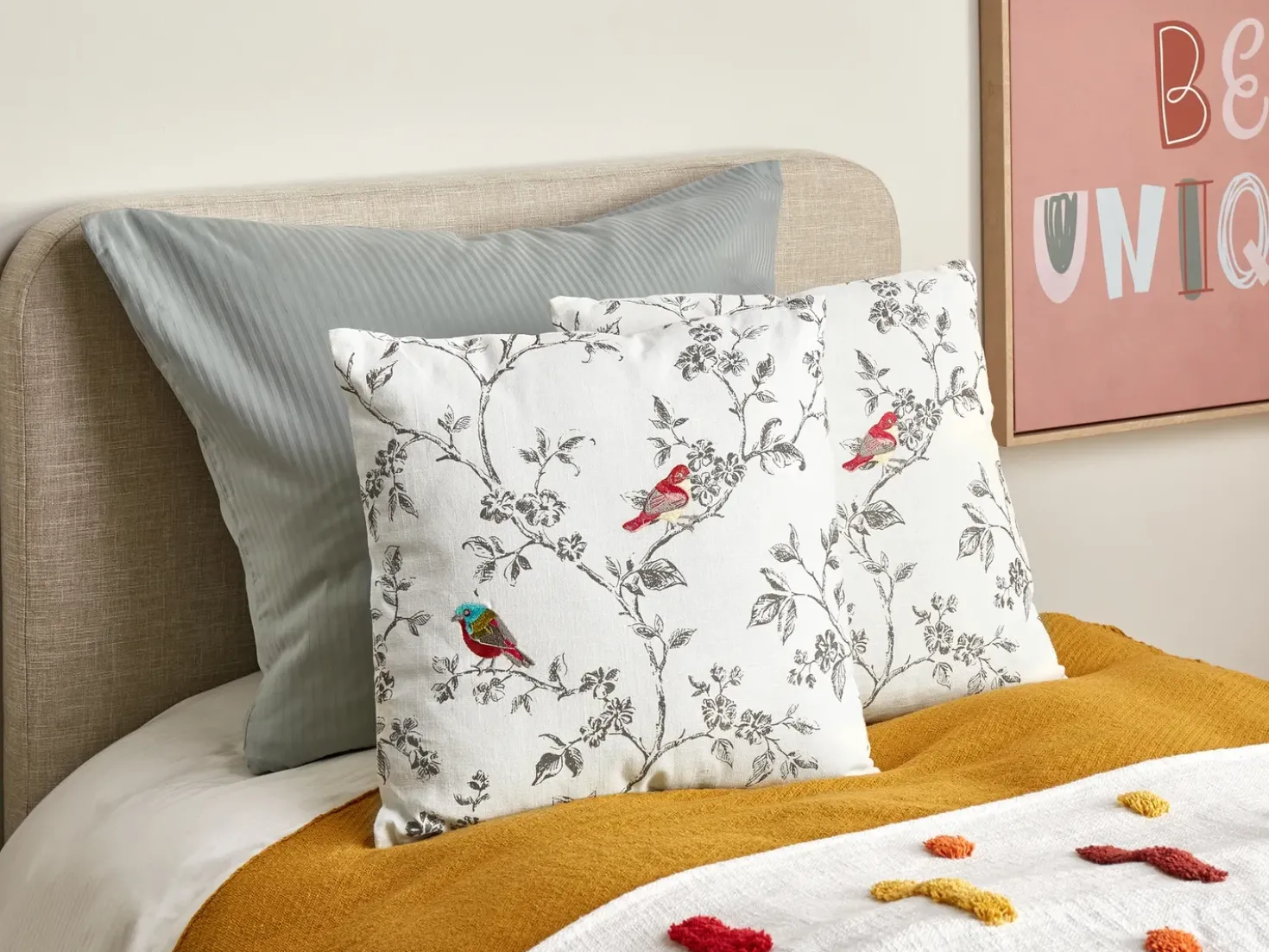 Cuscino decorativo DILLENIA Cotone 45 x 45 cm Bianco
