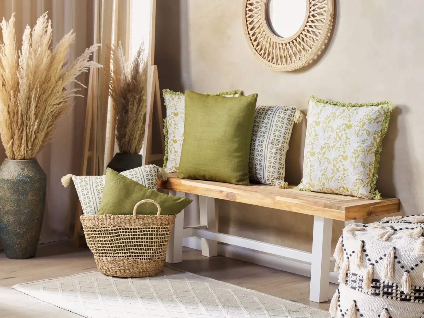Cuscino decorativo FILIX Cotone 45 x 45 cm Verde Trama floreale