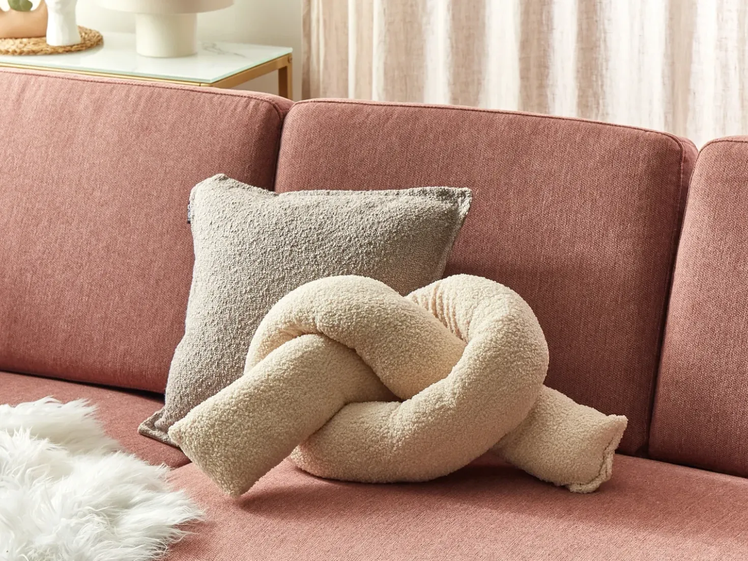 Cuscino decorativo GLADIOLUS Bouclé 172 x 14 cm Beige Tinta unita