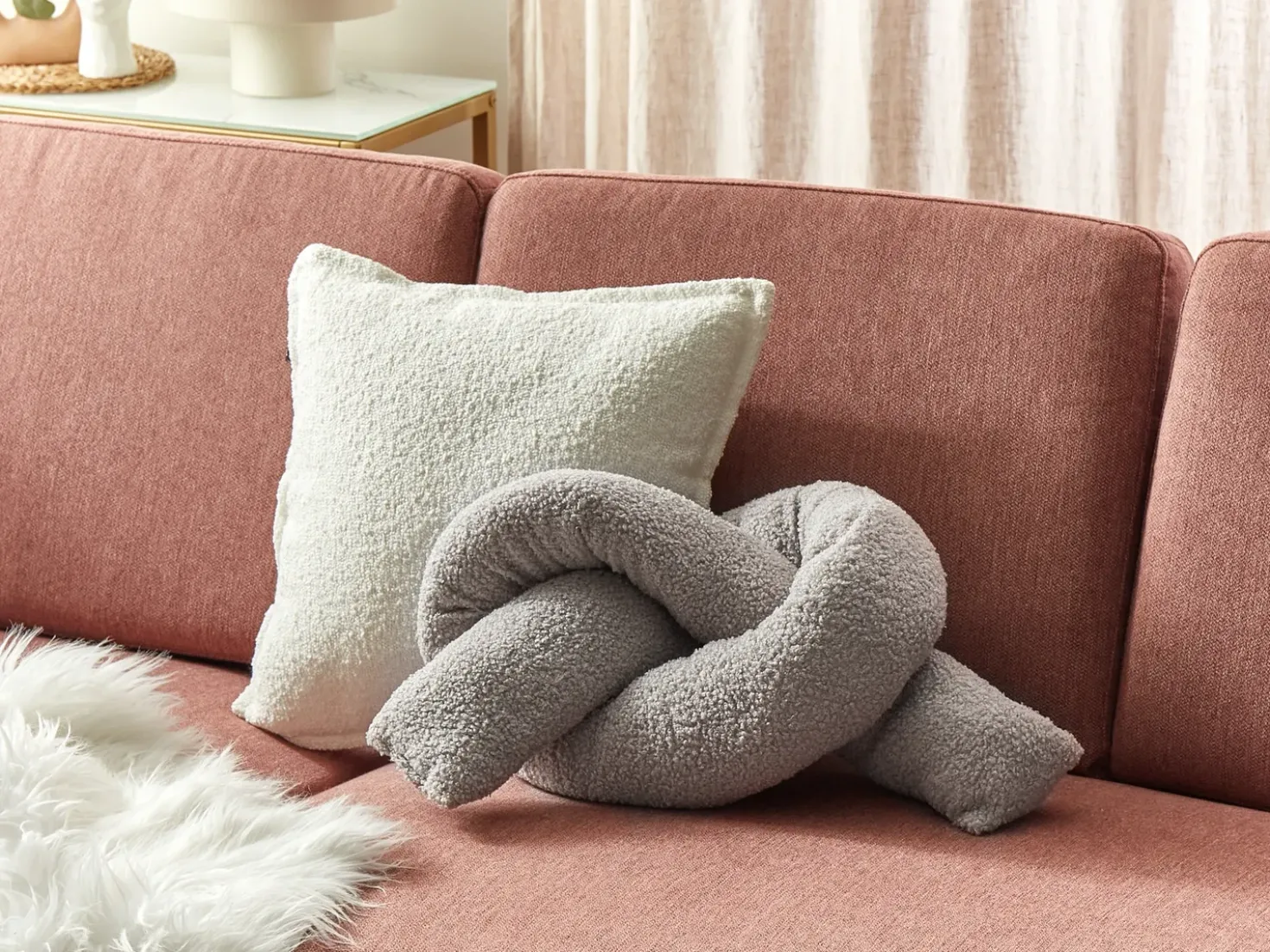 Cuscino decorativo GLADIOLUS Bouclé 172 x 14 cm Grigio Tinta unita