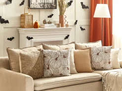 Cuscino decorativo GOURD Velluto 45 x 45 cm Beige Trama di piante
