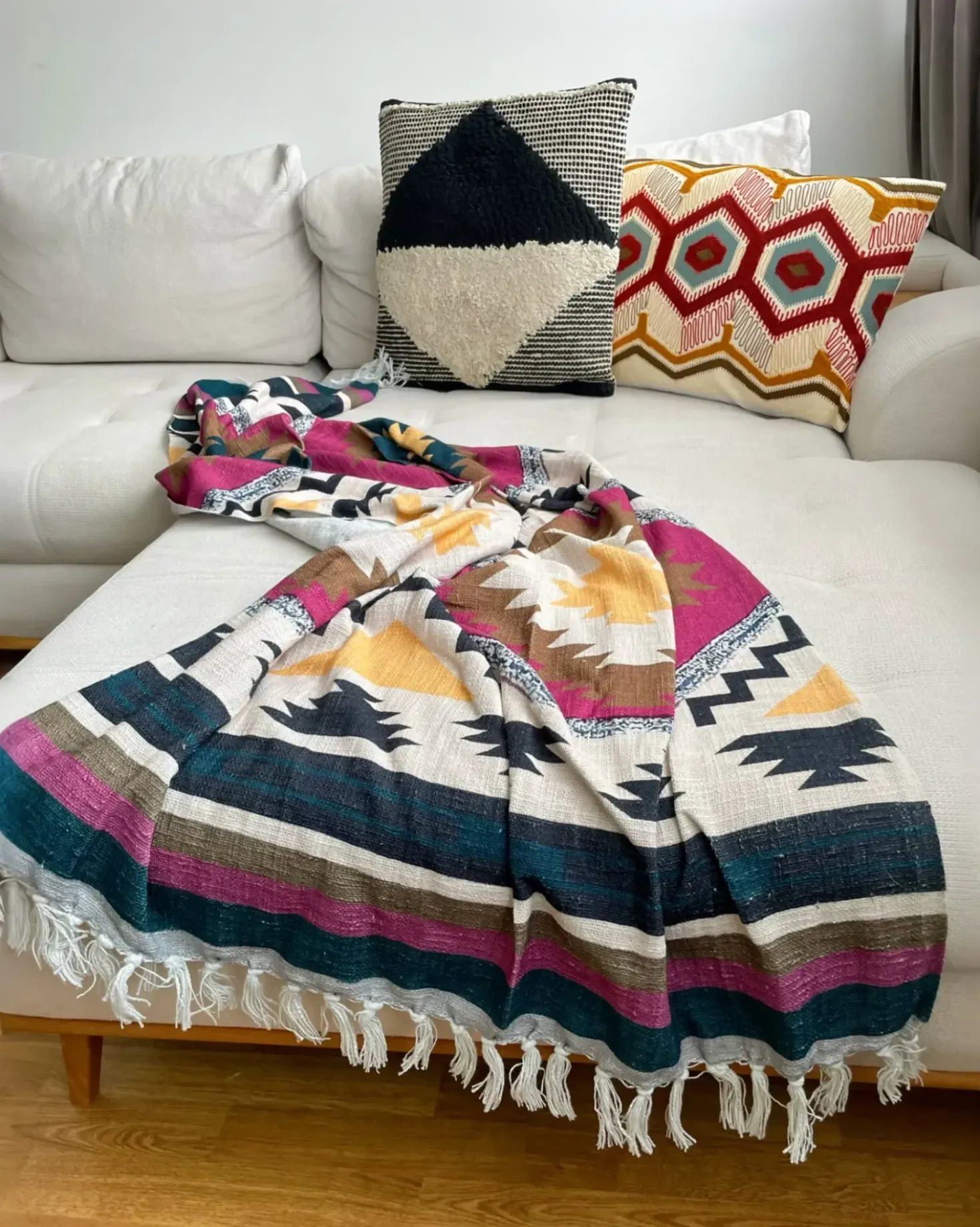 Cuscino decorativo KHORA Cotone 50 x 50 cm Nero Trama geometrica