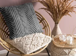 Cuscino decorativo KONNI Cotone 45 x 45 cm Grigio Trama Chevron