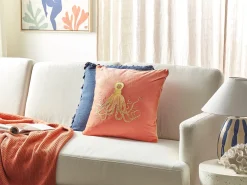 Cuscino decorativo LAMINARIA Velluto 45 x 45 cm Corallo Trama animale