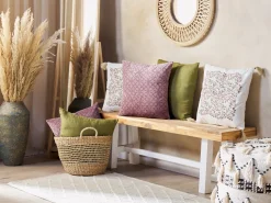 Cuscino decorativo LARKSPUR Velluto 45 x 45 cm Rosa Trama geometrica